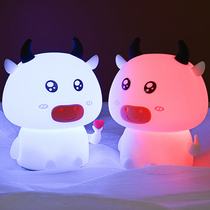 Cow Night Light LED Squishy Silicone Tap Lamp Best Gift for Baby and Girl