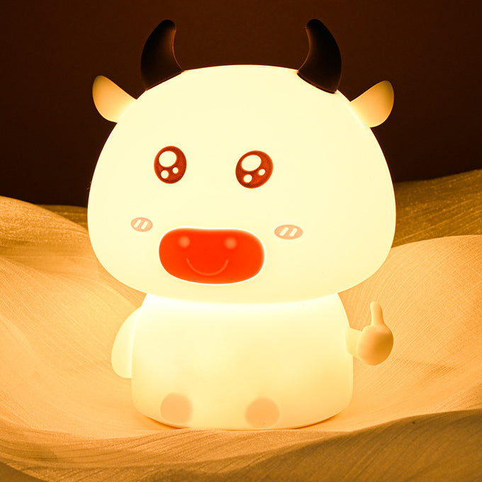 Cow Night Light LED Squishy Silicone Tap Lamp Best Gift for Baby and Girl