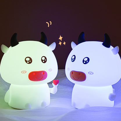 Cow Night Light LED Squishy Silicone Tap Lamp Best Gift for Baby and Girl