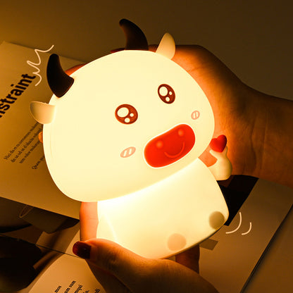 Cow Night Light LED Squishy Silicone Tap Lamp Best Gift for Baby and Girl