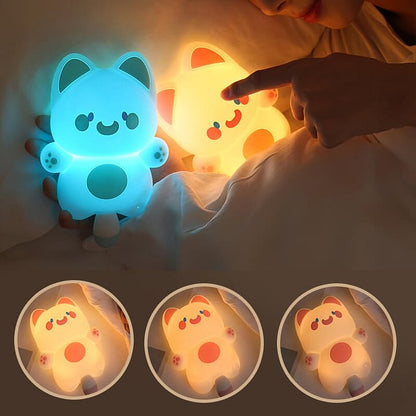 Squishy Silicone Doodle Cat LED Night Light - Perfect Gift for Kids and Girls