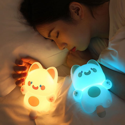 Squishy Silikon Doodle Cat LED-Nachtlicht - Perfektes Geschenk für Kinder und Mädchen