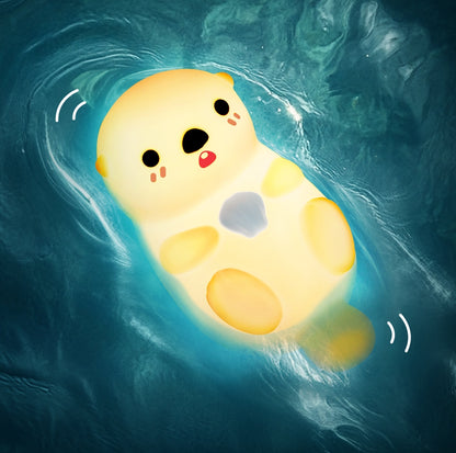 MeWaii® Otter Squishy Silikon LED Nachtlicht - Tipplampe, tolles Geschenk für Kinder und Mädchen