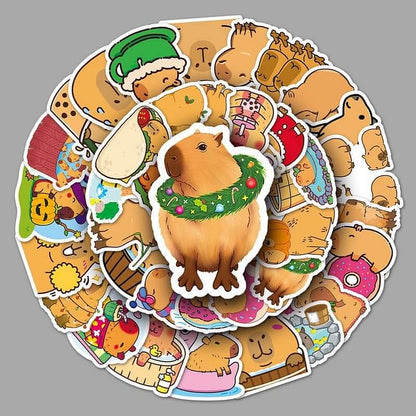 50 Pcs Cute Capybara Sticker Animal Graffiti Sticker For DIY Skateboard Phone Case Luggage Waterproof Sticker