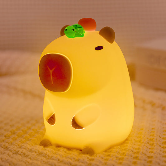 Orange Turtle Capybara Squishy Silicone LED Night Light - Perfect Gift for Kids and Girls