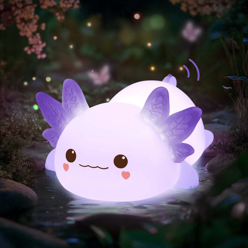 Veilleuse LED en silicone MeWaii® Lovely Axolotl Squishy - Cadeau idéal pour les enfants et les filles