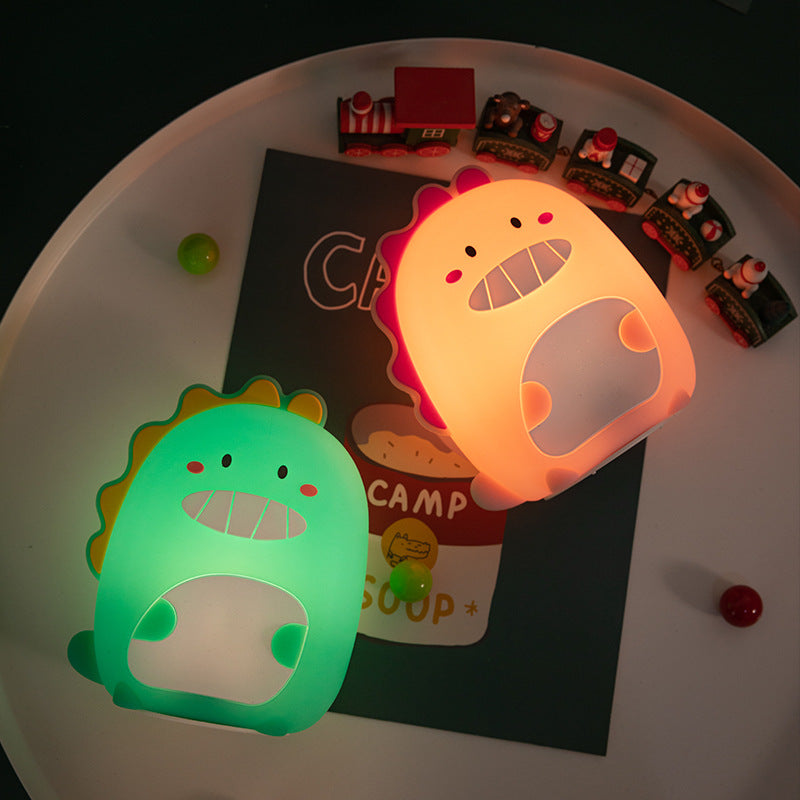 Veilleuse LED en silicone en forme de dinosaure souriant et spongieux - Cadeau idéal pour les enfants et les filles