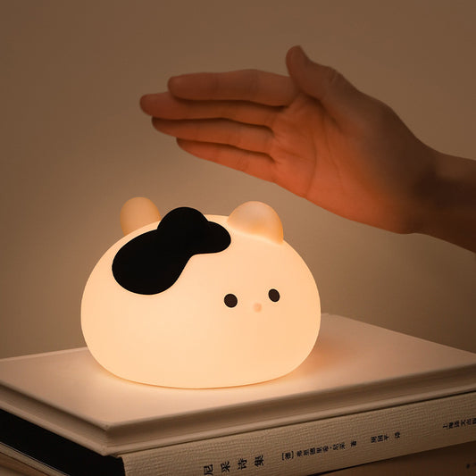 Squishy Silicone Cow Cat With Hat  LED Night Light - Perfect Gift for Kids and Girls