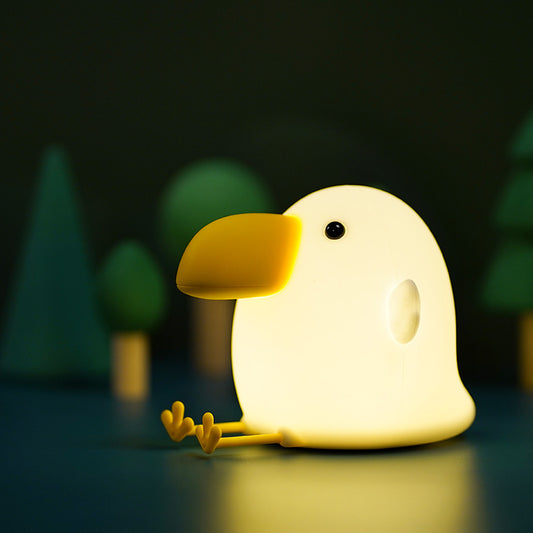 Squishy Silicone Plump Bearded Bird LED Night Light - Perfect Gift for Kids and Girls