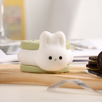 Squishy Silicone Cookie Bunny LED Night Light - Perfect Gift for Kids and Girls