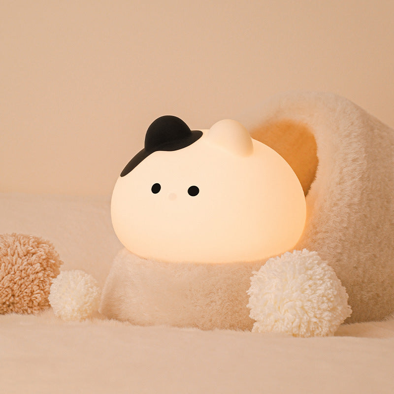 Squishy Silicone Cow Cat With Hat  LED Night Light - Perfect Gift for Kids and Girls