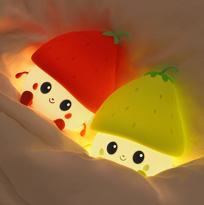 Squishy Silicone Strawberry LED Night Light - Perfect Gift for Kids and Girls