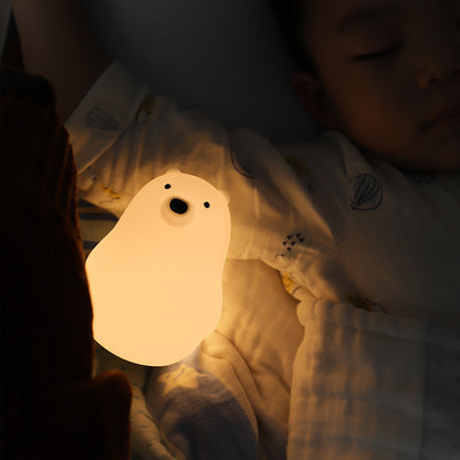 Squishy Silicone White Bear LED Night Light - Perfect Gift for Kids and Girls