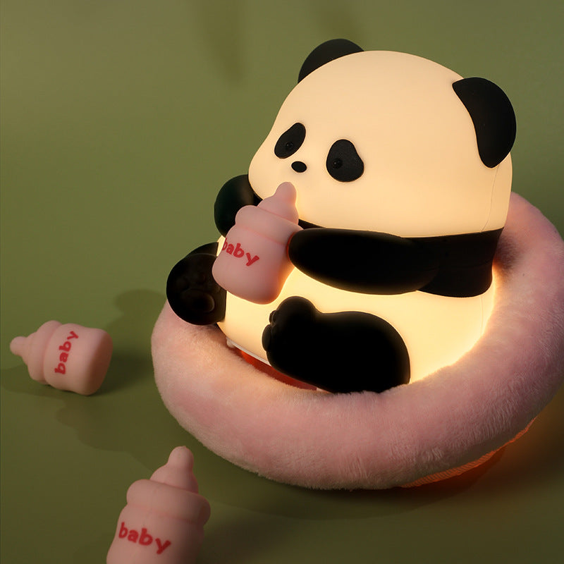 Veilleuse LED en silicone en forme de panda buveur de lait - Cadeau idéal pour les enfants et les filles