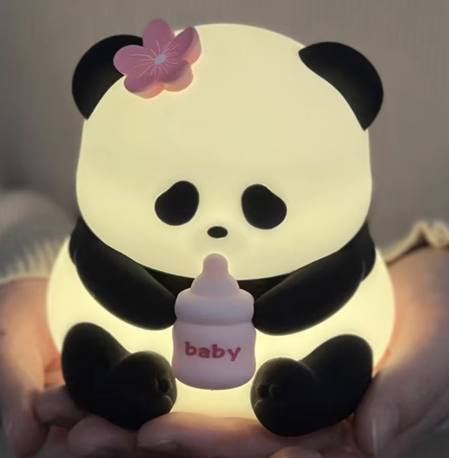 Veilleuse LED en silicone en forme de panda buveur de lait - Cadeau idéal pour les enfants et les filles