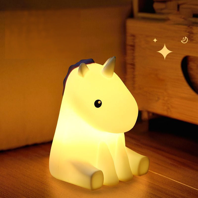 Squishy Silicone Rhino LED Night Light - Perfect Gift for Kids and Girls