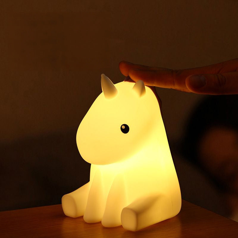 Squishy Silicone Rhino LED Night Light - Perfect Gift for Kids and Girls