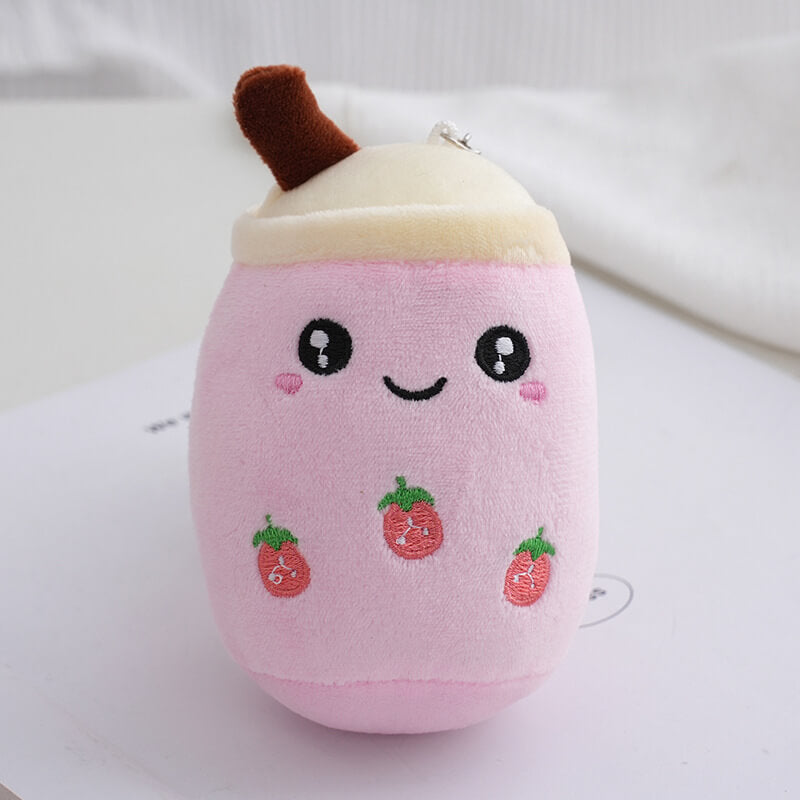 Mini famille 5 pouces Boba thé au lait en peluche poupée pendentif porte-clés Kawaii peluches jouet