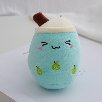 Mini famille 5 pouces Boba thé au lait en peluche poupée pendentif porte-clés Kawaii peluches jouet