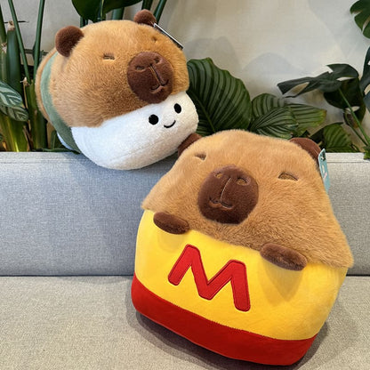 Frites et Sushi Capybara peluche jouet anniversaire oreiller cadeau Capybara poupée